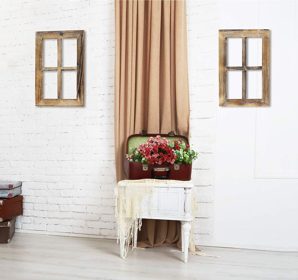 Thumbnail: Greenco Wooden Rustic Wall Mount Window Frames Vintage Country Farmhouse Wall D