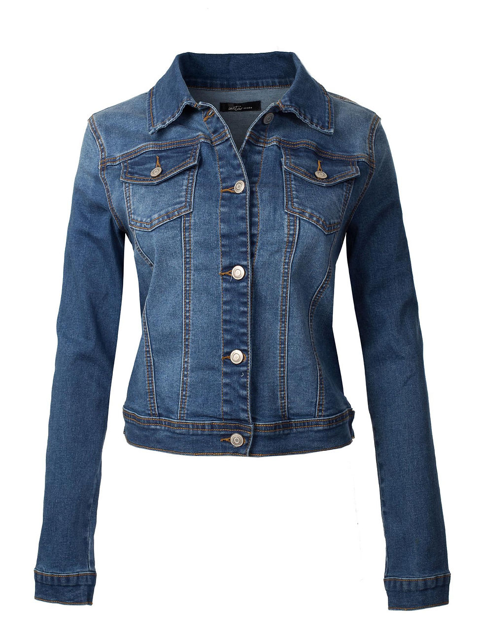 Thumbnail: MixMatchy Women's Classic Casual Vintage Blue Stone Washed Denim Jean Jacket