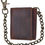 Thumbnail: RFID Blocking Men's Tri-fold Vintage Leather Biker Chain Wallet With Snap Closu
