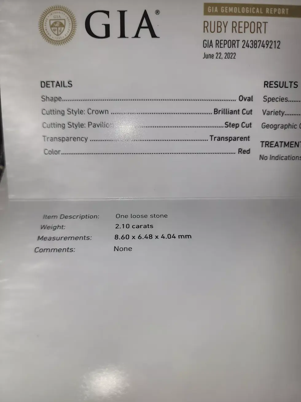 Thumbnail: GIA Certified 2.10Ct Natural Ruby