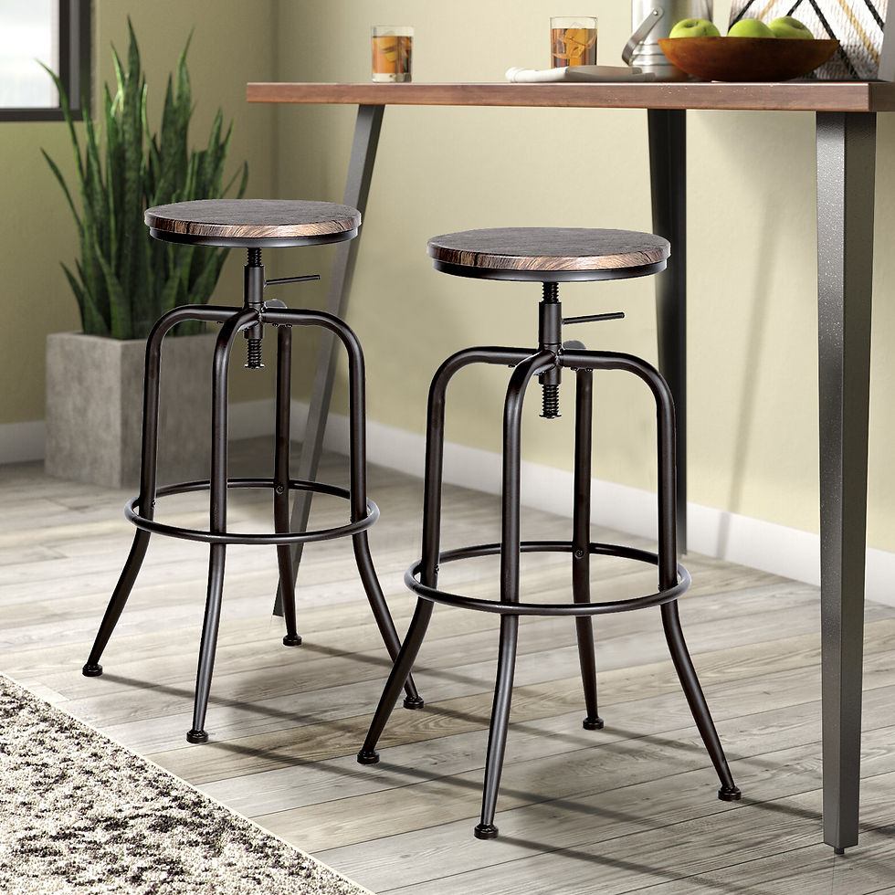 Thumbnail: FurnitureR Bar & Counter Stool (Set of 2) Swivel Height Adjustable Backless, Vi