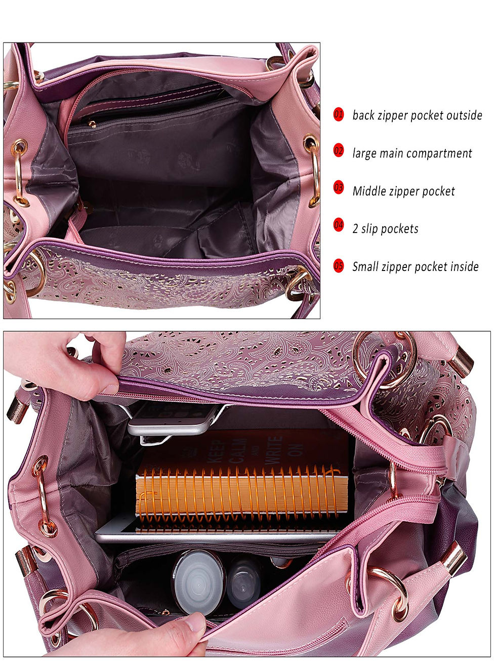 Thumbnail: Handbags for Women, Tinksky Faux Leather Purse Ladies Handbag Vintage Designer 