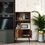 Thumbnail: Gymax 2-Tier Retro Bookcase Bookshelf w/3 Compartment&2 Doors Industrial Cabinet