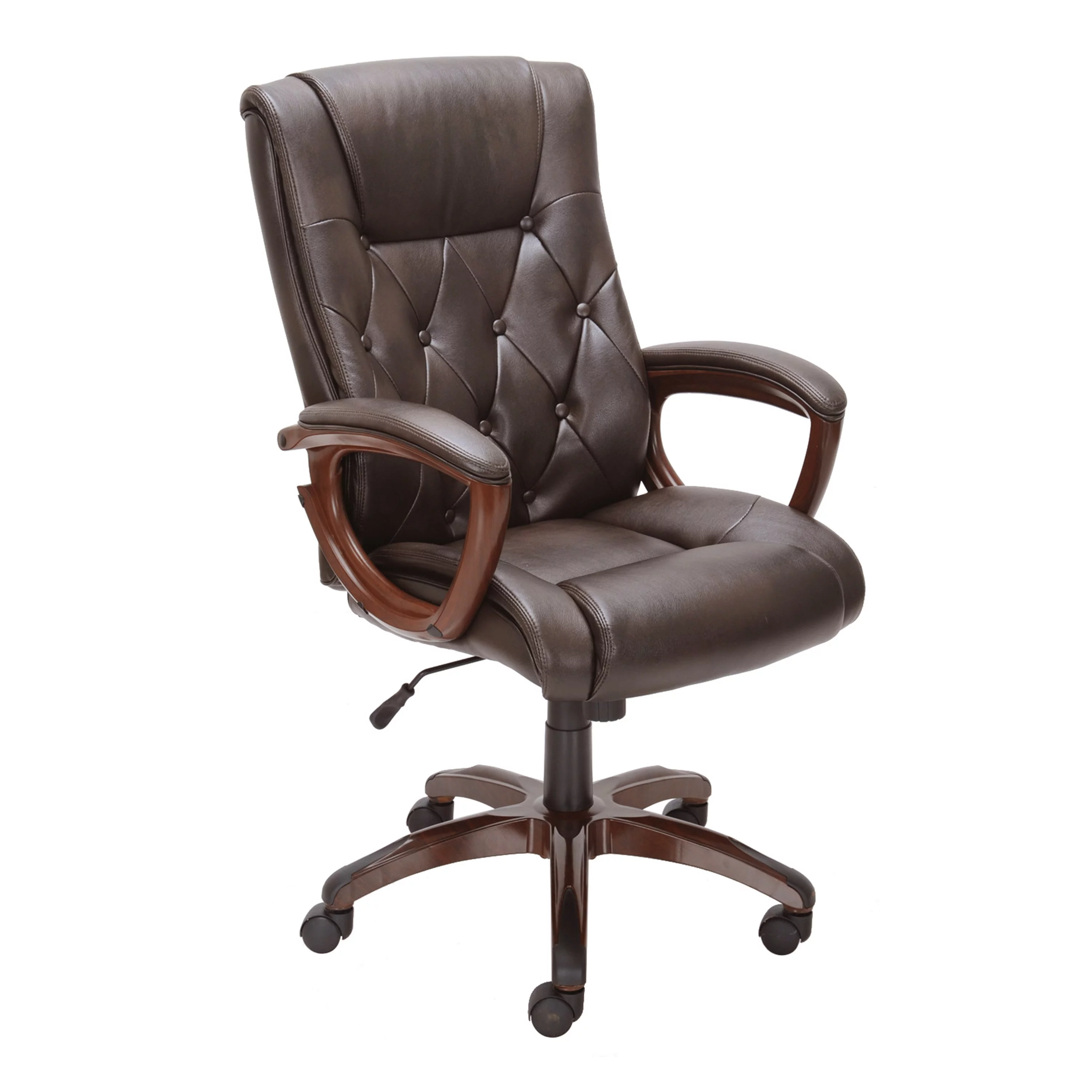 Better Homes and Gardens Executive Manager's Chair with Arms, Black Bonded Leat