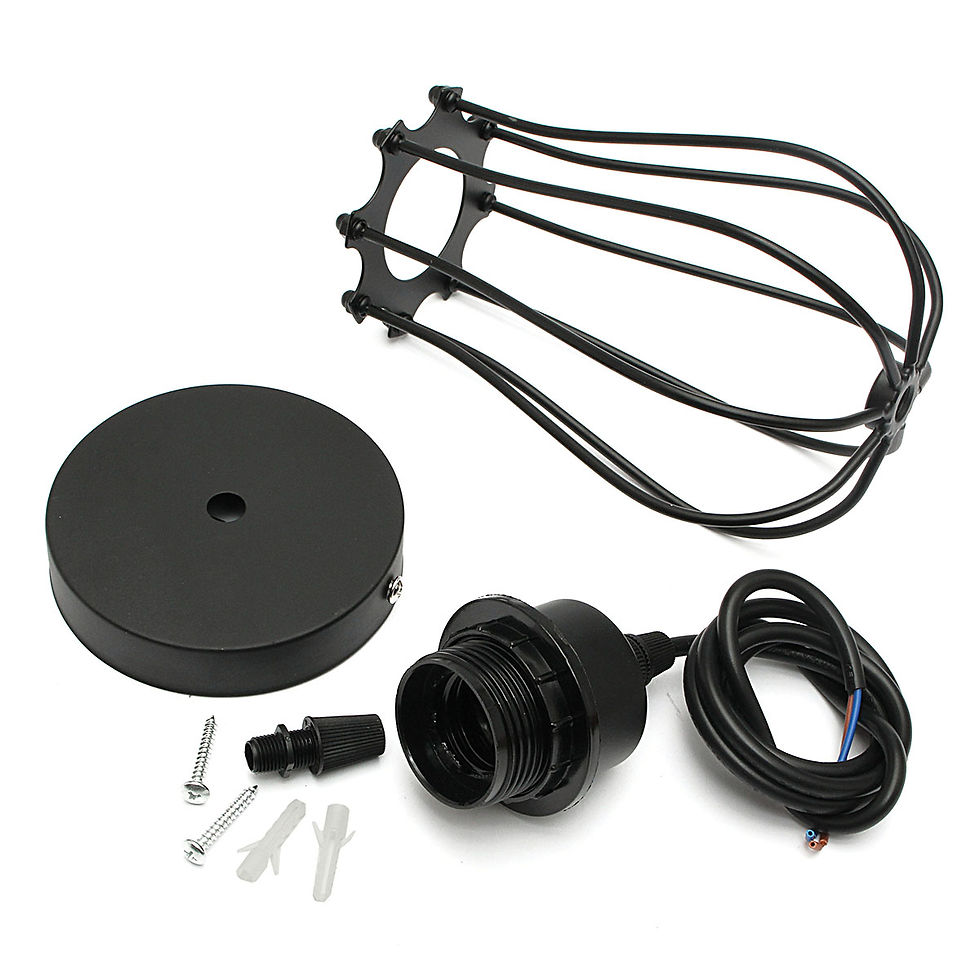 Thumbnail: Vintage Industrial Metal Lowell Cage Pendant Light Ceiling Lamp Lighting Fixtur