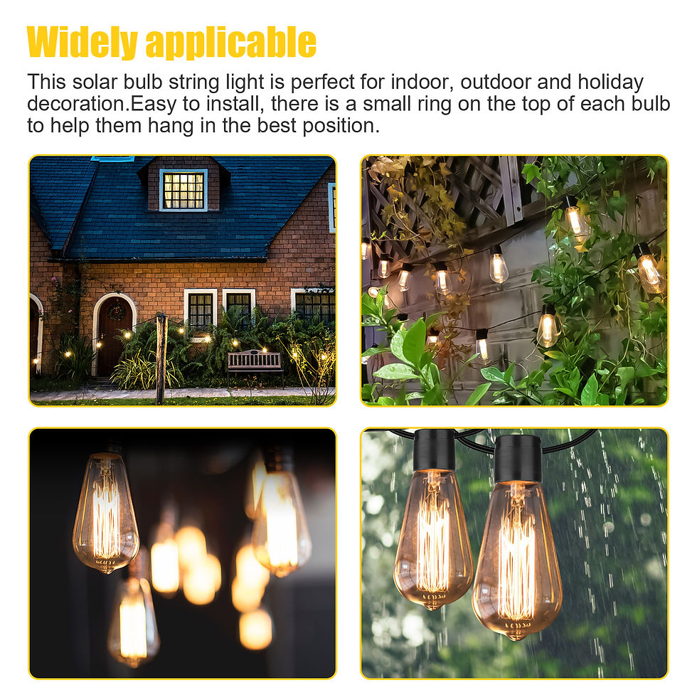 Thumbnail: 26ft Solar String Lights Outdoor Hanging with 20 Vintage Edison Shatterproof Bu