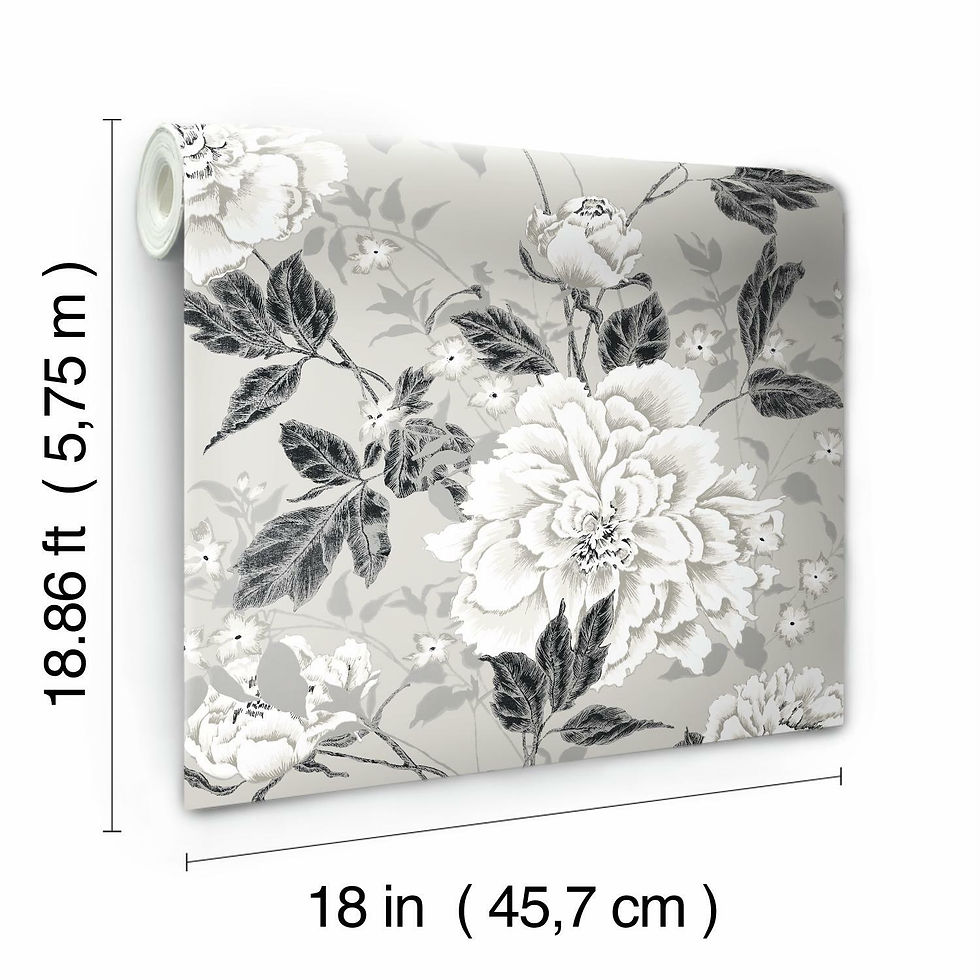 Thumbnail: Vintage Floral Gray Peel & Stick Wallpaper by Drew Barrymore Flower Home
