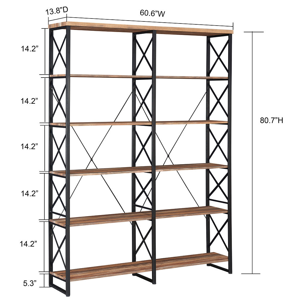 Thumbnail: O&K Furniture 80.7" Double Wide 6 Shelf Bookcase, Industrial Large Open Metal E