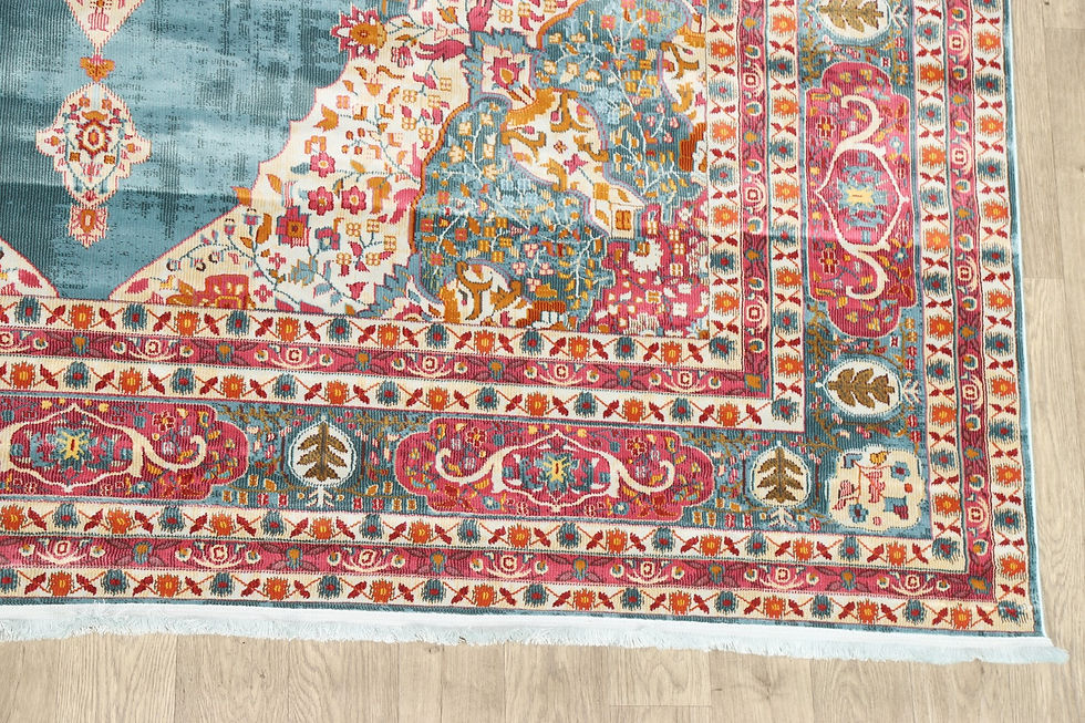 Thumbnail: Floral Distressed Turkish Vintage Style Oriental Area Rug Blue Carpet 8 x 10