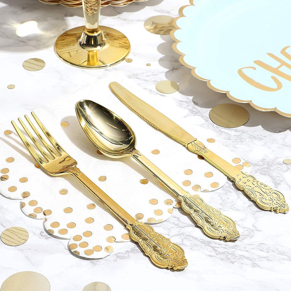 Thumbnail: Vintage Plastic Wedding Silverware (72 Pack), Gold