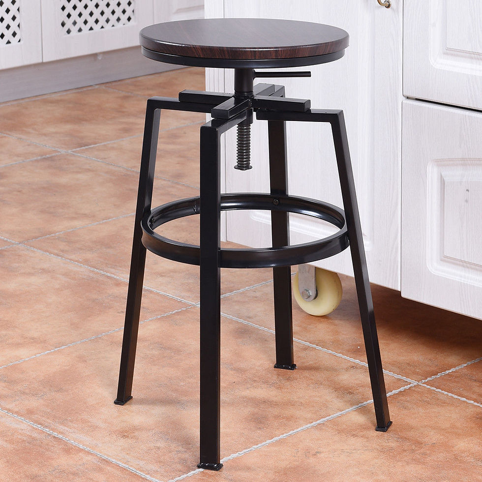 Thumbnail: Costway Set of 2 Vintage Bar Stool Adjustable Wood Metal Design Pub Chairs Indu