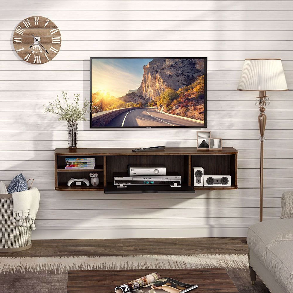 Thumbnail: Tribesigns Rustic Wall Mounted Media Console with Door, Floating TV Shelf TV St