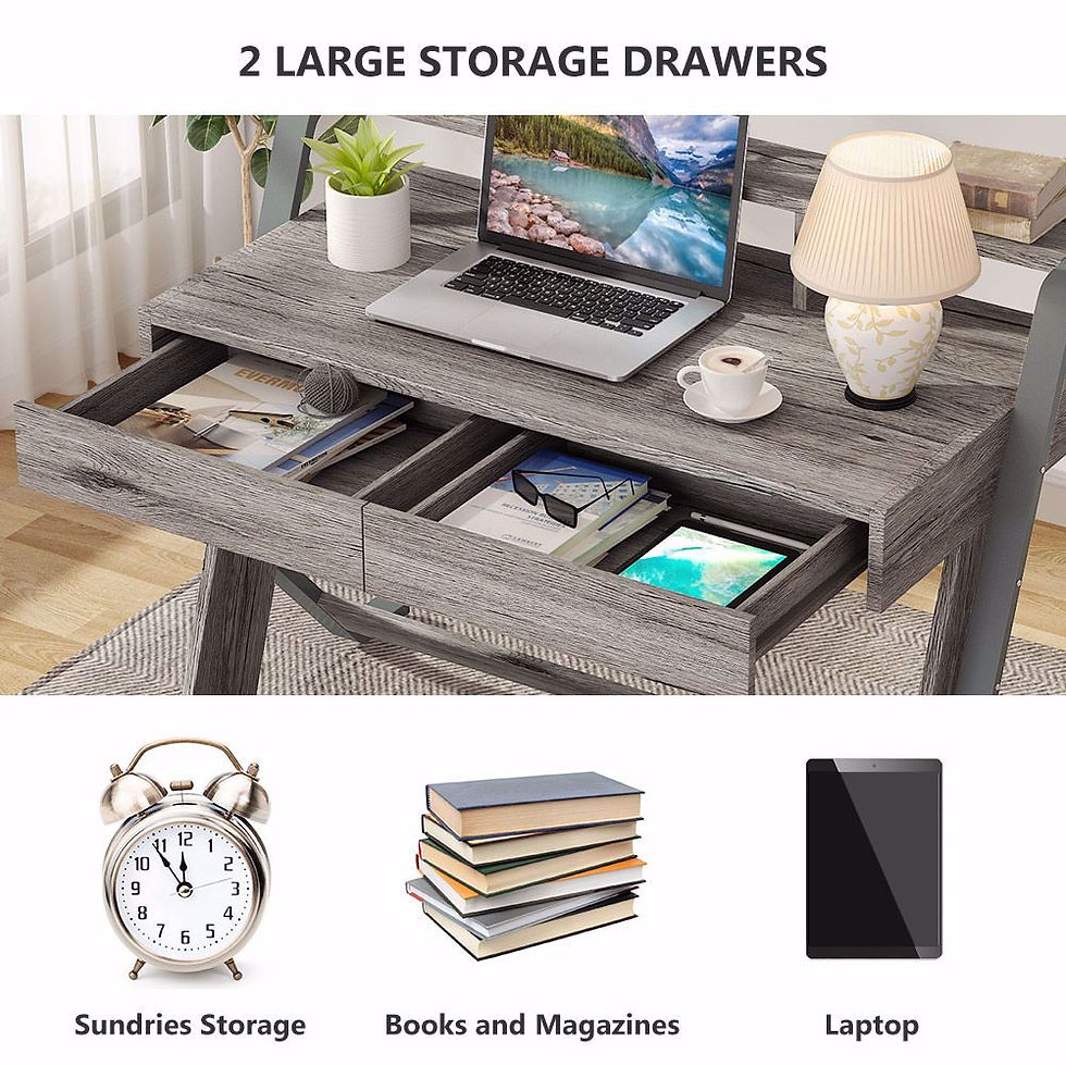 Thumbnail: TribeSigns Computer Desk with 2 Storage Drawers, 47-Inch Writing Desk with Moni