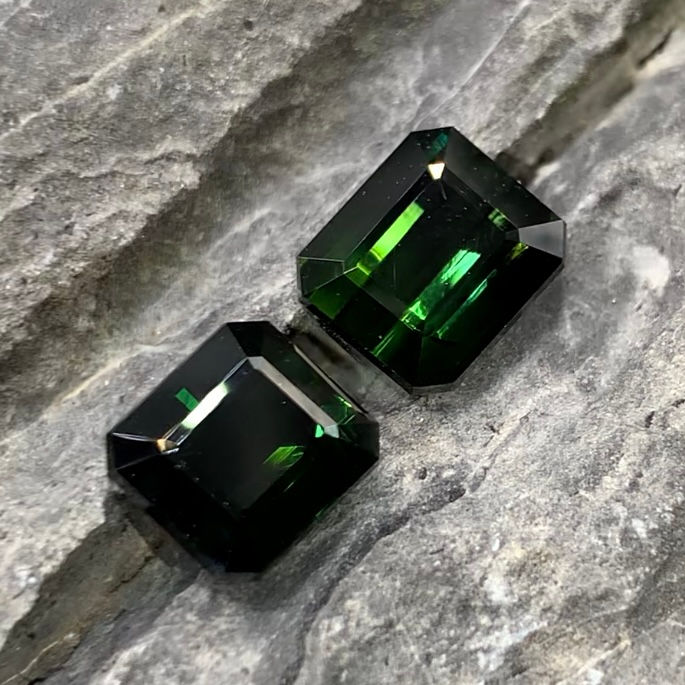 Thumbnail: 7.08Ctw Natural Rare Chrome Green Tourmaline Pair