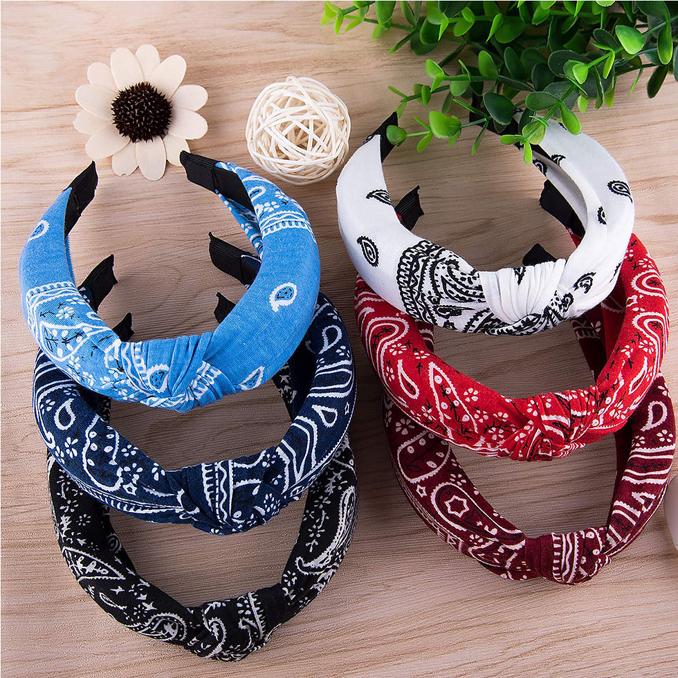 Thumbnail: 6 Pieces Top Knot Headband Paisley Boho Headbands Vintage Cross Knotted Headban
