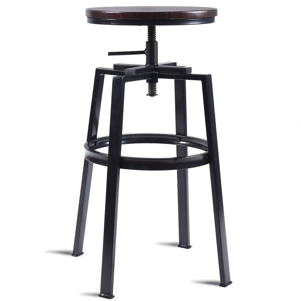 Thumbnail: Costway Set of 2 Vintage Bar Stool Adjustable Wood Metal Design Pub Chairs Indu