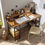 Thumbnail: IRONCK Industrial Computer Desk 55", Home Office Desk with Printer Monitor Stan