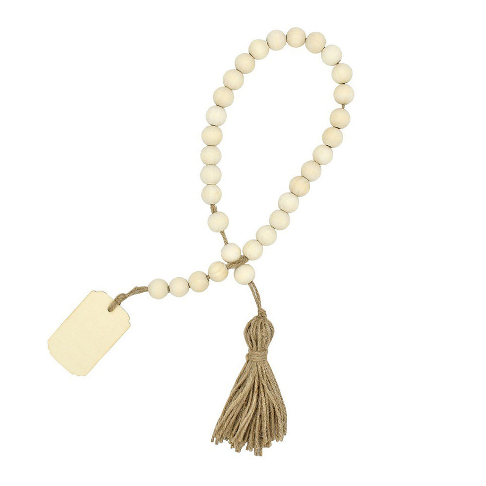 Thumbnail: Wood Bead Garland With Tassels And DIY Tag Home Beads Vintage Home Decor