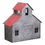 Thumbnail: Holiday Time Red Metal Barn Christmas Table Top Decoration, 6" x 13"