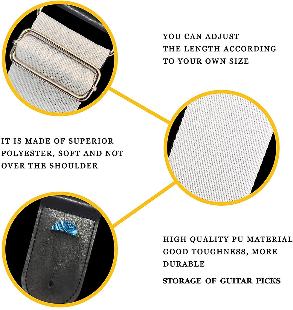 Thumbnail: HUGS IDEA Guitar Strap Adjustable Polyester Belt PU Leather Ends for Acoustic V