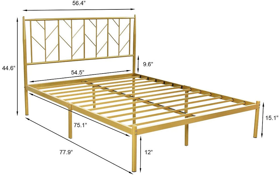 Thumbnail: Amolife Full Size Modern Metal Platform Bed Frame, Vintage Style, Gold