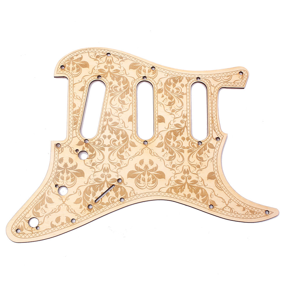 Thumbnail: Vintage SSS Maple Wooden Guitar Pickguard with Flower Pattern