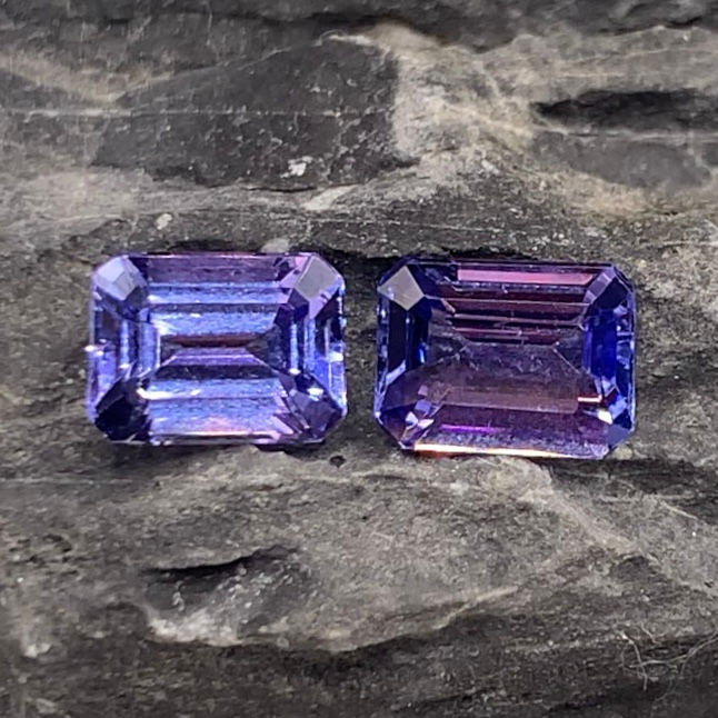 Thumbnail: 3.67Ct Natural Purplish Blue Tanzanite Pair