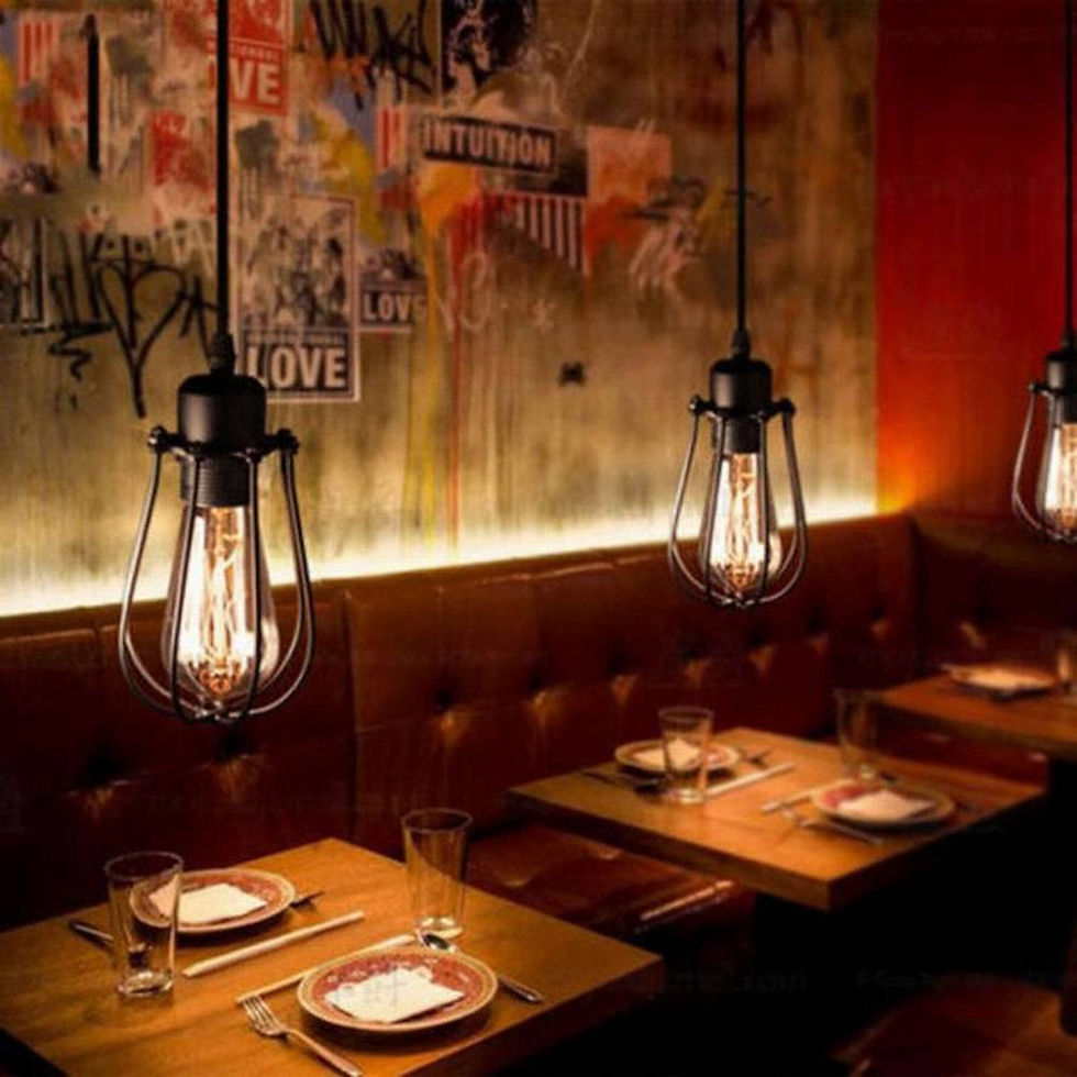 Thumbnail: Vintage Industrial Metal Lowell Cage Pendant Light Ceiling Lamp Lighting Fixtur