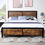 Thumbnail: VECELO Queen Size Metal Platform Bed Frame with Vintage Wooden Headboard and Fo