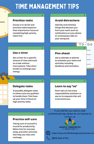 Time Management Tips.png, Life skills, Mindful Therapeutic Practices, Midlothian, Virginia