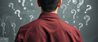 a young man from the back who cannot choose future profession with many question marks.jpg