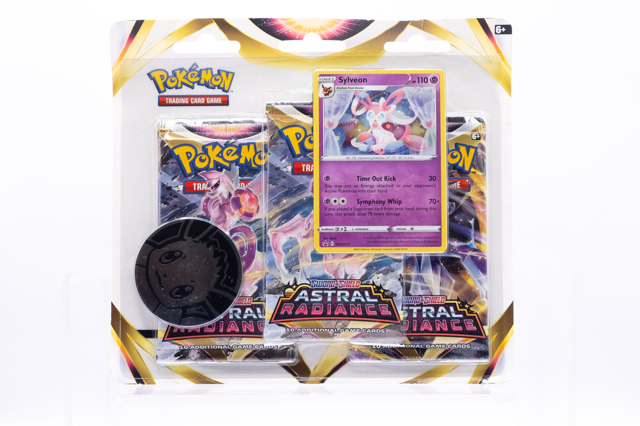 Astral Radiance -  Sylveon Triple Blister - Sword & Shield - Pokemon TCG -  seen from the front toploaded.co.uk
