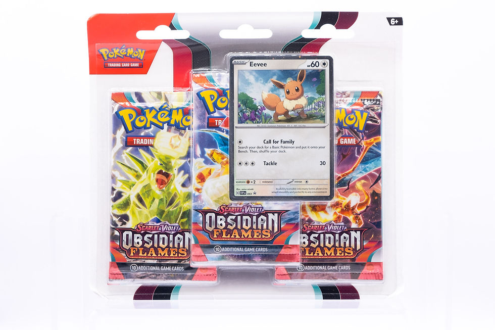 Obsidian Flames - Eevee Triple Blister - SV03 - Pokemon TCG -  seen from the front toploaded.co.uk