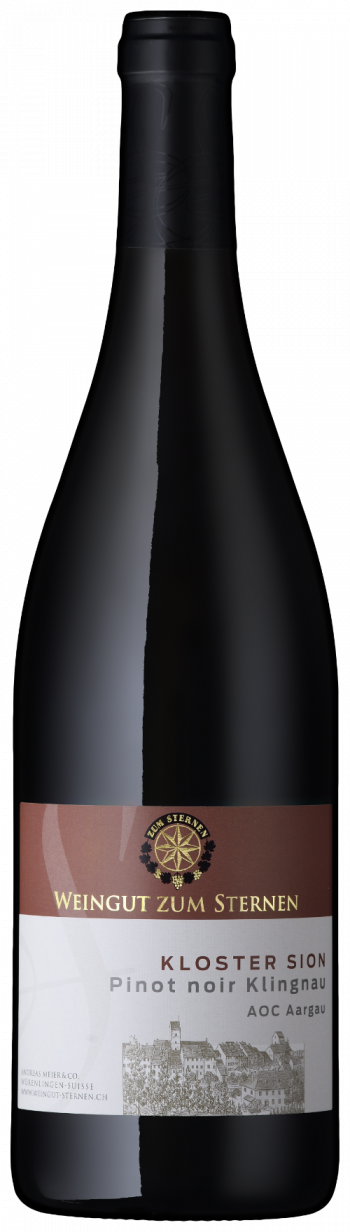 Rotwein Flasche Kloster Sion Pinot noir 2023 vom Weingut zum Sternen aus Klingnau im Aargau bei Baden, online erhältlich.