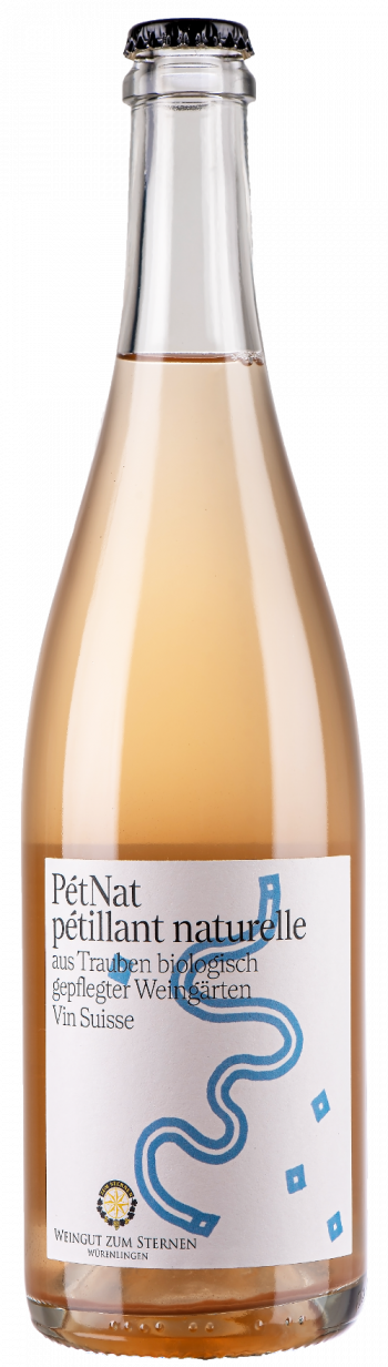 PétNat Flasche vom Weingut zum Sternen in Würenlingen im Aargau bei Baden, Schweizer Naturschaumwein online bestellen.