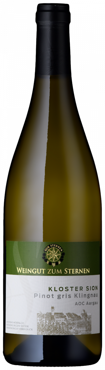 Flasche Weisswein Kloster Sion Pinot gris 2024 vom Weingut zum Sternen aus Klingnau im Aargau bei Baden, online erhältlich.