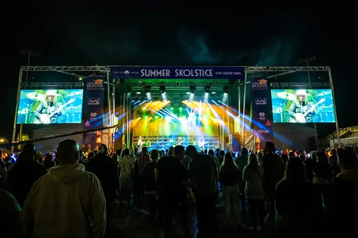 Corporate gala indoor stage with backdrop and lighting in Atlanta


