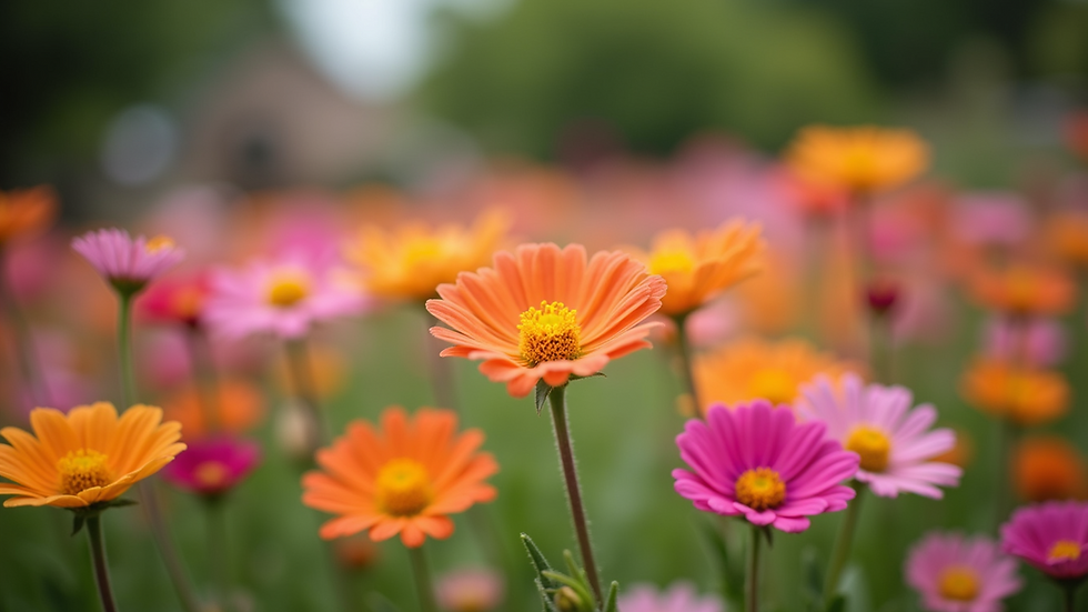 Close-up view of a vibrant garden filled with blooming flowers
