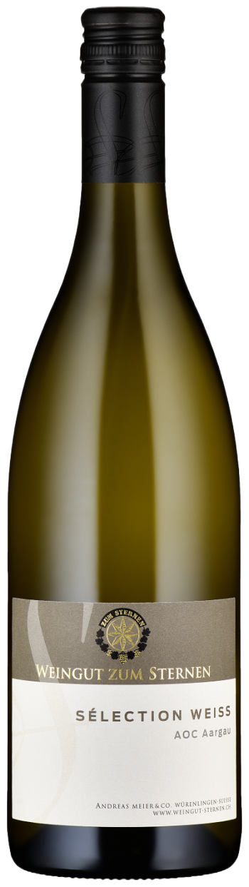 Flasche Sélection Weiss 2024 vom Weingut zum Sternen aus Würenlingen im Aargau bei Baden mit Riesling-Sylvaner und Pinot noir