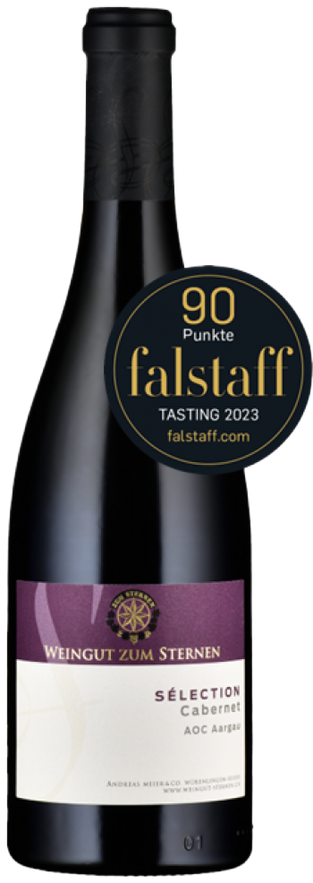 Flasche Rotwein Sélection Cabernet 2022 vom Weingut zum Sternen aus Würenlingen im Aargau bei Baden, online erhältlich.
