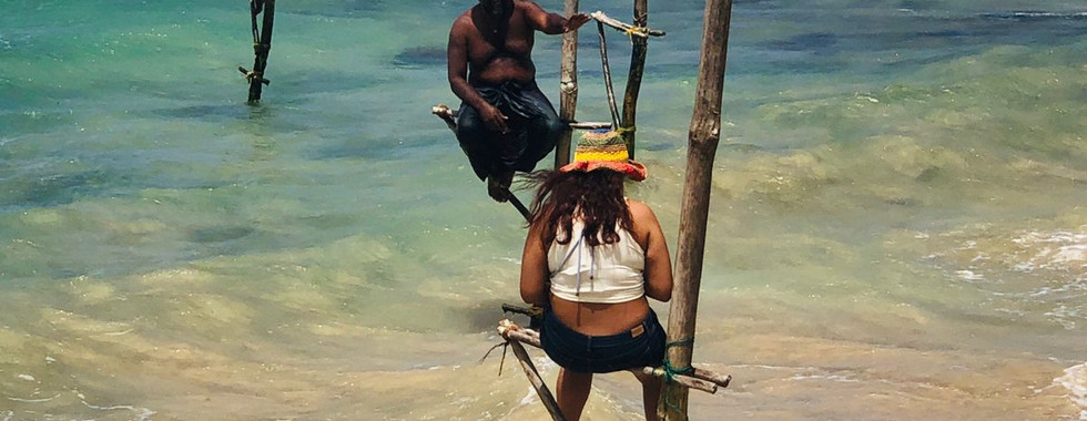 Stilt Fisherman at Ahangama, one of the oldest technique of fishing in Sri Lanka