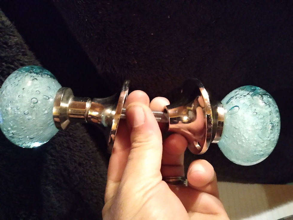 Thumbnail: Aqua Blue Bubbles Glass (Stainless Steel)  Door Knob