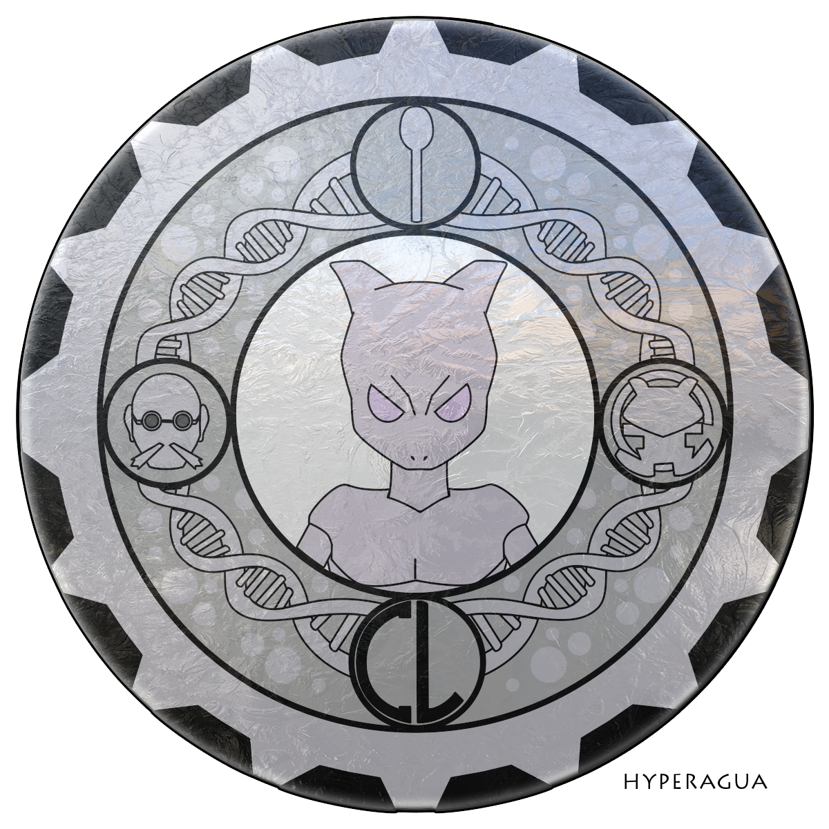 150 Mewtwo Stained Glass