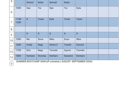 Boot camp schedule for summer 2024