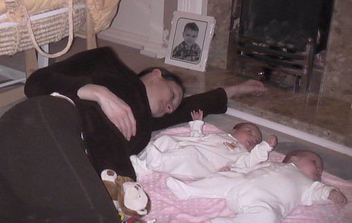 Tired Mum with twin babies