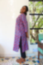 Thumbnail: Evening Pink Hibiscus V-Neck Long Kurta