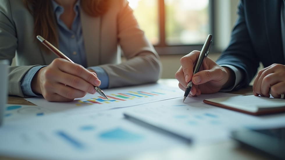 Close-up view of a financial planner explaining life insurance options