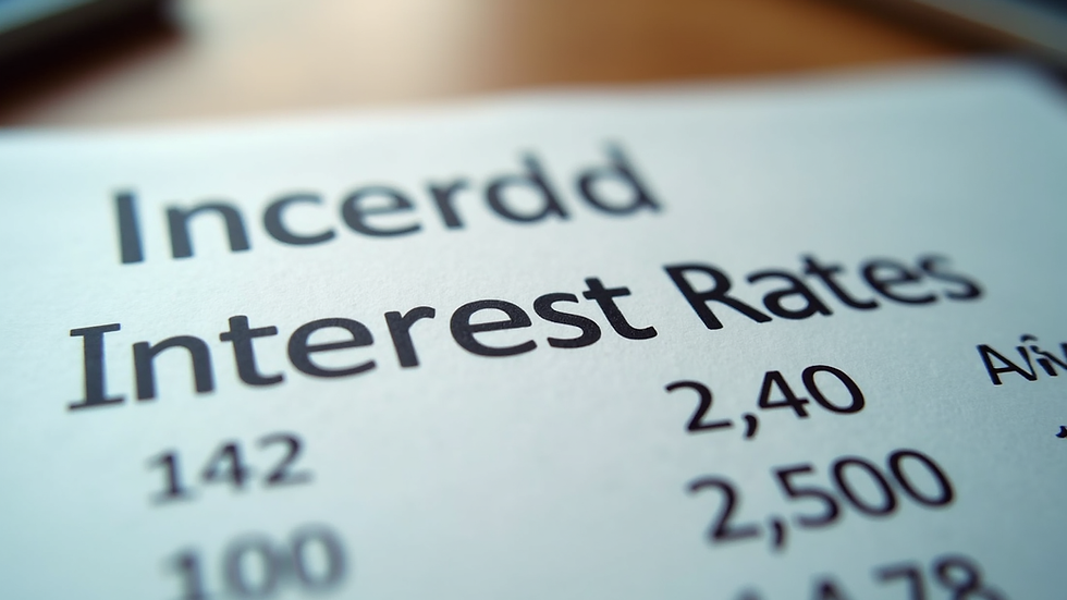 Close-up view of a financial document showing interest rates