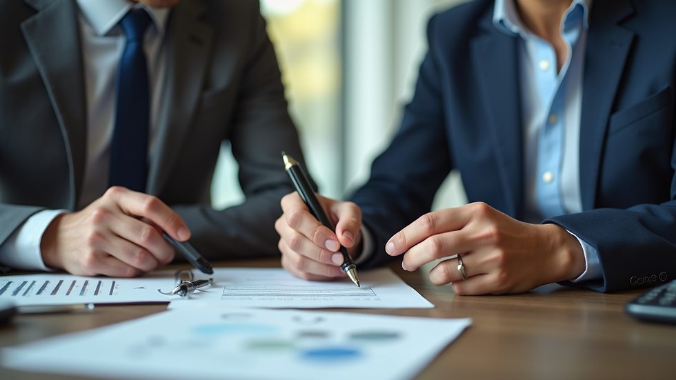 Eye-level view of a financial advisor explaining investment options to a client