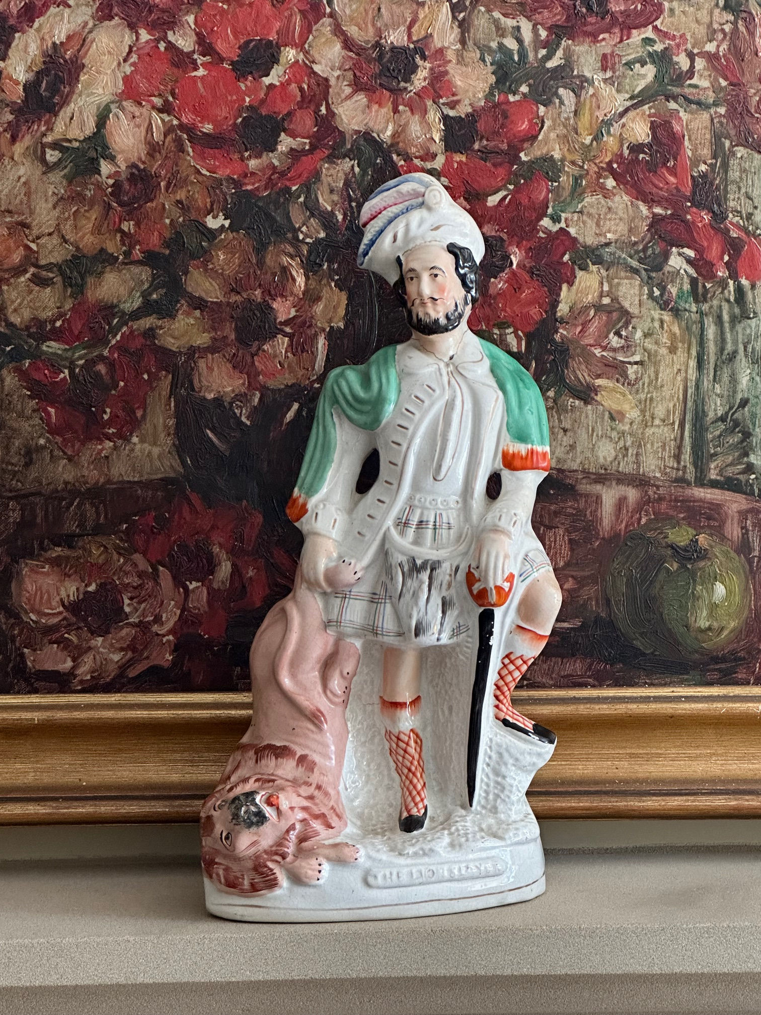 Majestic Lion Slayer Staffordshire Flatback c. 1850s